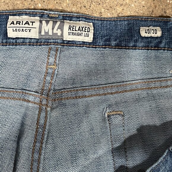 ARIAT M4 LEGACY Men's 40 x 30 Relaxed Straight Leg Western Denim Blue Jeans - Picture 5 of 6